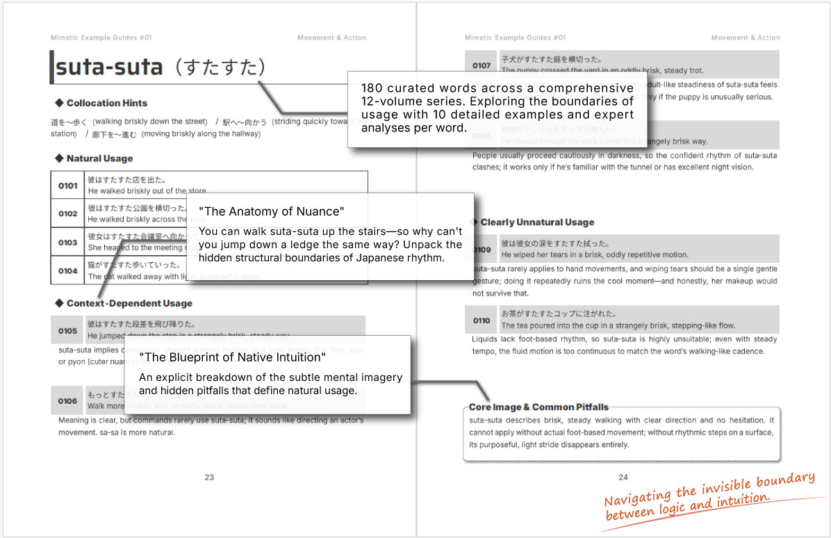 Sample page from DeepDive Mimetic Example Guides (using Vol. 1 as an example).